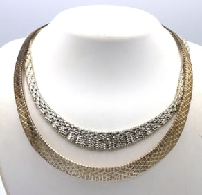 Group lot of 2 vintage 925 sterling silver necklaces