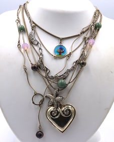 Group lot of 7 Vintage 925 sterling silver necklaces