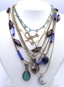 Group lot of 10 vintage 925 sterling silver necklaces