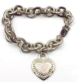 Judith Ripka Link Bracelet With Heart Charm