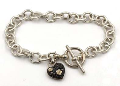 925 Sterling Silver Stephen Dweck Black Diamond Charm Bracelet