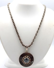 925 Sterling Silver Sajen Autehntic Carved Moon Face Pendant With Chain