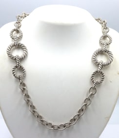 Judit Ripka 925 Sterling Silver Large Rolo Chain Link Necklace