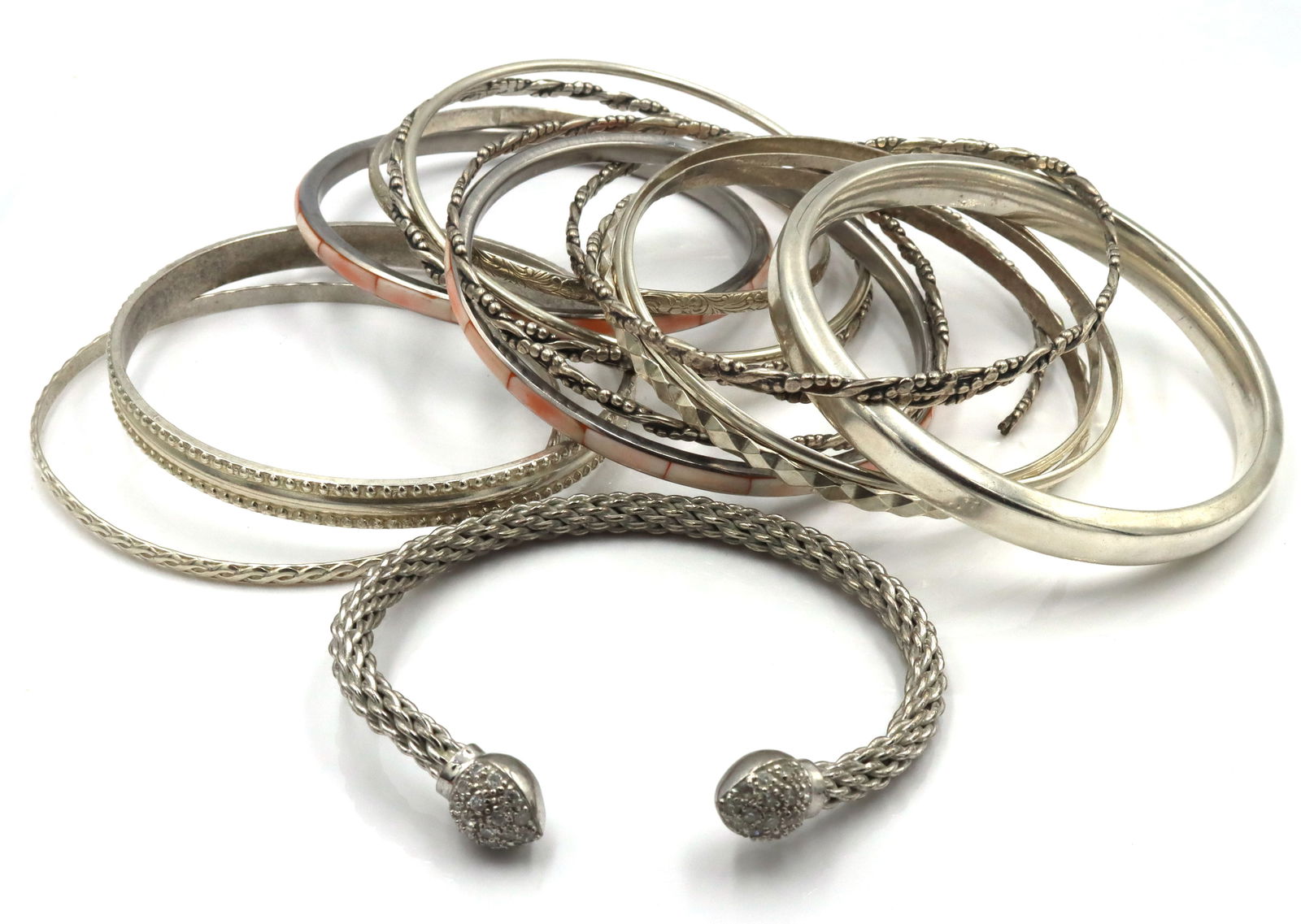 925 Sterling Silver Bangle Lot (1 of 8)