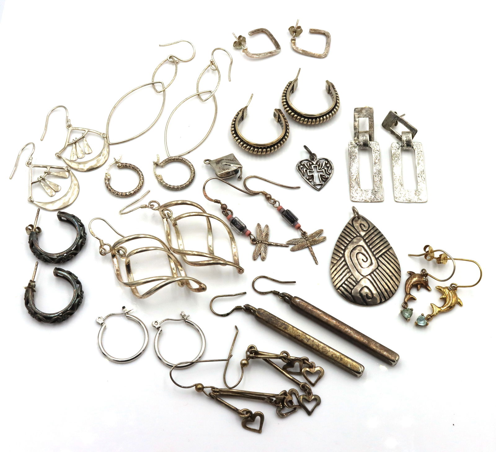 Group lot of Vintage 925 sterling silver earrings (1 of 11)