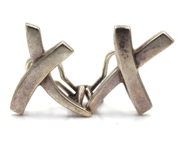 Tiffany&CO 925 Sterling Silver Paloma Picasso Love X Kiss Stud Earrings