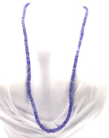 Tanzanite bead necklace with sterling silver clasp