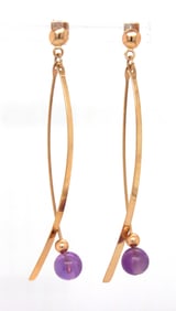 14kt Yellow gold amethyst dangle earrings
