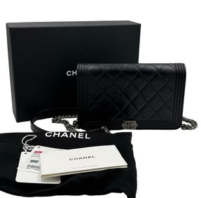 Chanel  Lambskin Boy Wallet On Chain Bag W/Dust Bag & Card & Box