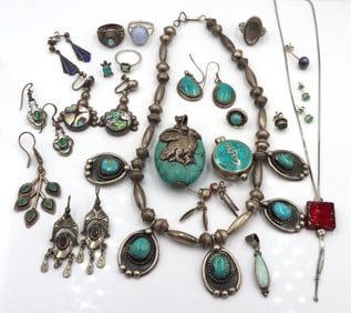 Vintage 925 sterling silver group lot of mixed jewelry