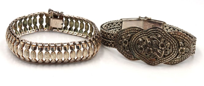 Lot of 2 vintage 925 sterling silver bracelets