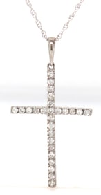 10kt White gold 0.35ctw diamond cross pendant on chain