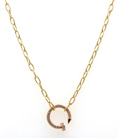 Gold plated crystal nail pendant on chain