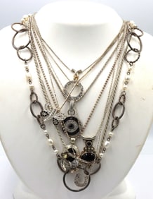 Group lot of 9 vintage 925 sterling silver necklaces