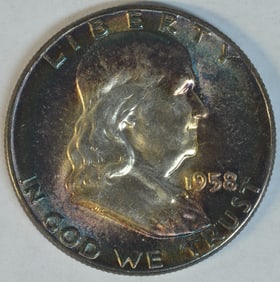 1958 Franklin Half Dollar – Original Toned