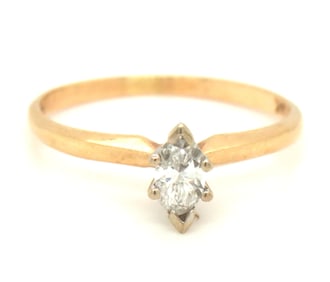 14kt Yellow gold marquise diamond engagement ring
