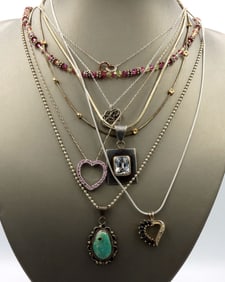 Vintage 925 sterling silver group lot of 8 necklaces