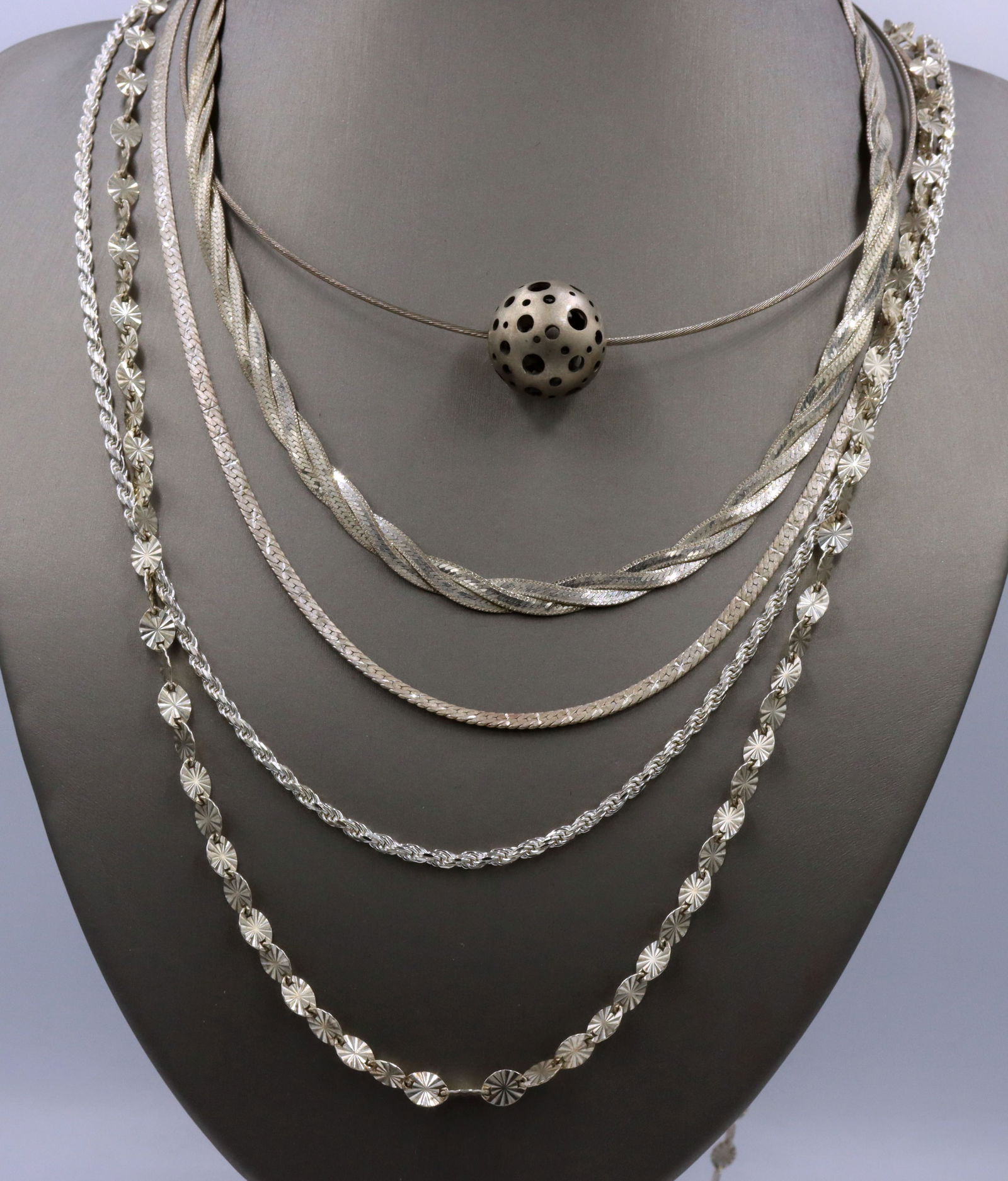 Vintage 925 sterling silver group lot of 5 necklaces (1 of 9)