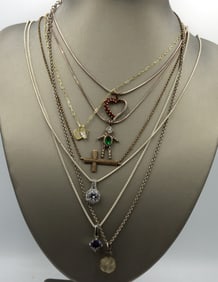 Group lot of 8 vintage 925 sterling silver necklaces