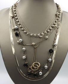 Group lot of 5 Vintage 925 sterling silver necklaces