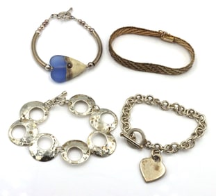 Group lot of 4 vintage 925 sterling silver bracelets