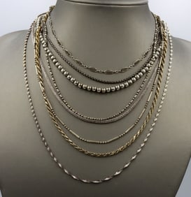 Group lot of 8 Vintage 925 sterling silver chains