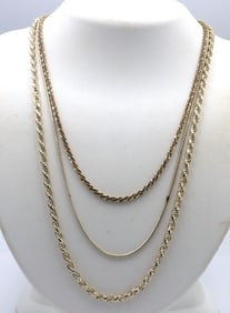 Group lot of 3 vintage 925 sterling silver chains