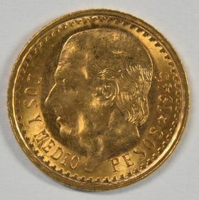 1945 Mexico 2.5 Pesos Gold Piece Superb Gem BU