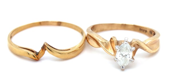 14kt Yellow gold 3/8ct diamond wedding set