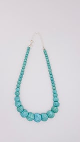 925 Sterling Silver Jay King DTR Graduated Turquoise Disc Shape Necklace