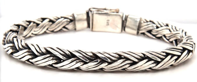 925 Sterling silver heavy braided bracelet