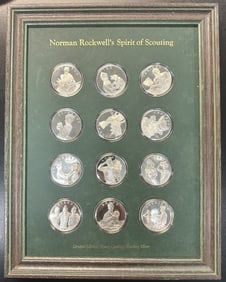 Limited Edition Norman Rockwell's Spirit of Scouting 12-pc Proof Set. Framed Box/COA