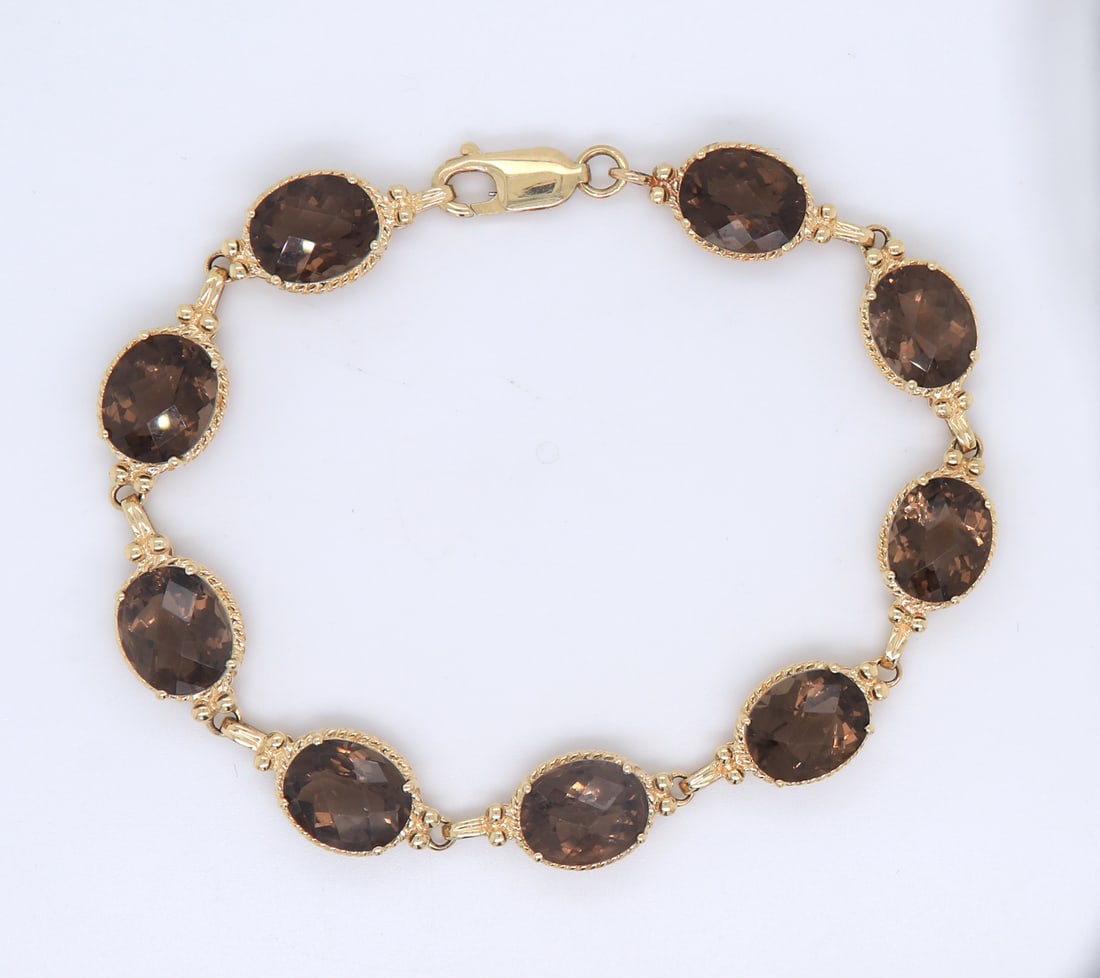 Wonderful Smokey Quartz Yellow Gold Bracelet (1 of 5)