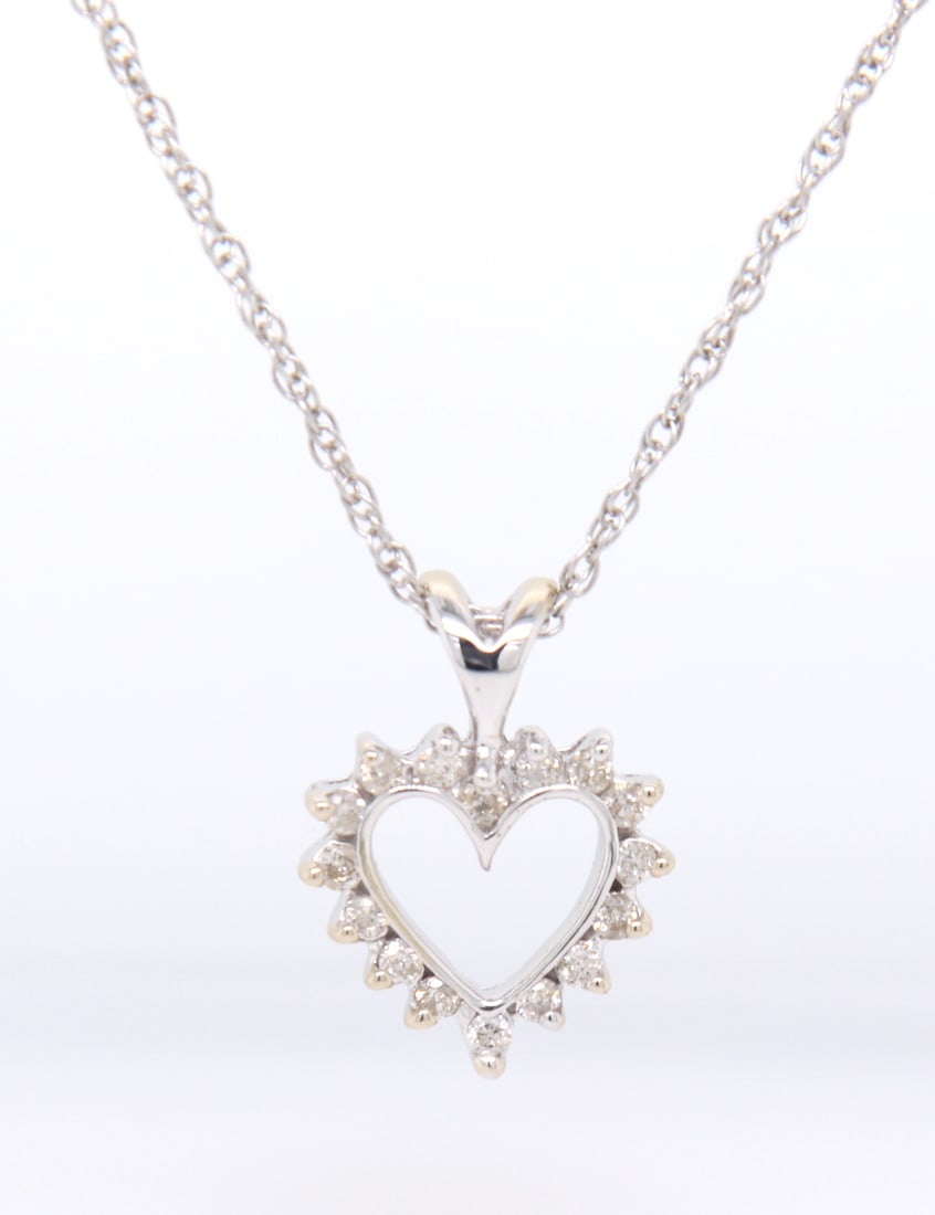 Dazzling White Gold Open Heart Diamond Pendant on Chain (1 of 6)
