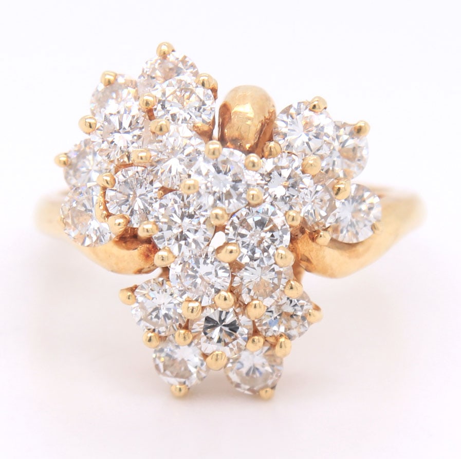 14kt yellow gold approximate 3ctw diamond cluster ring (1 of 4)