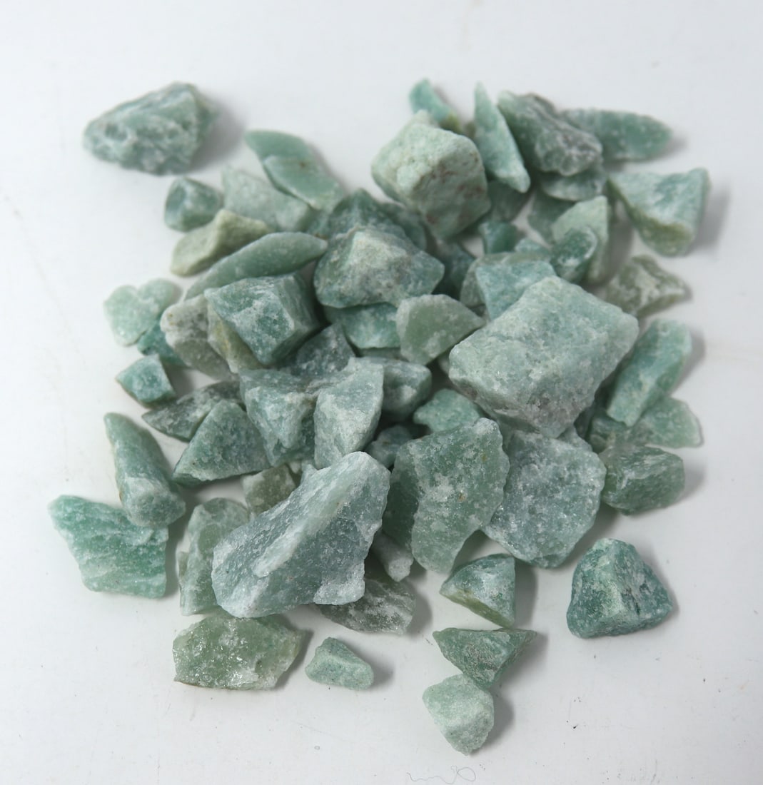 Bag of Green Quartz Gemstones: Bag of Green Quartz Gemstones.