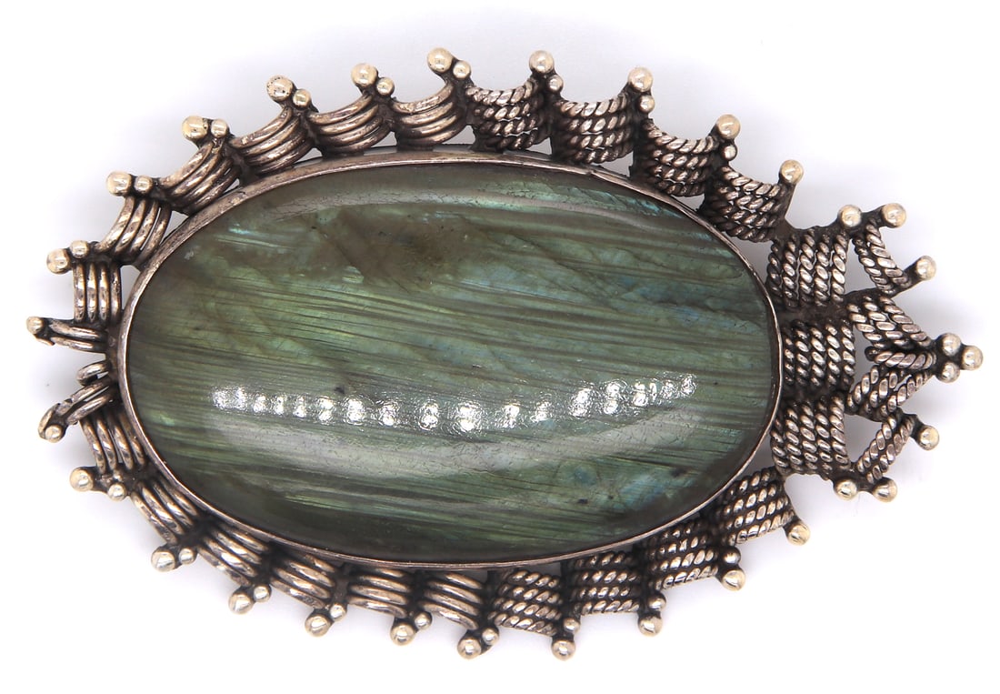 Large Vintage 925 sterling silver Abalone brooch (1 of 4)