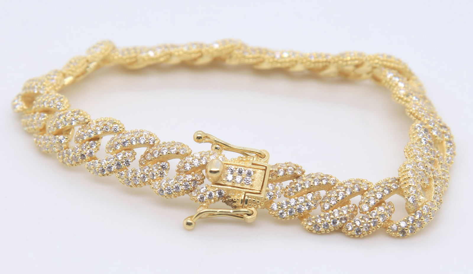 Sterling Silver Cubic Zirconia Curb Link Bracelet (1 of 4)