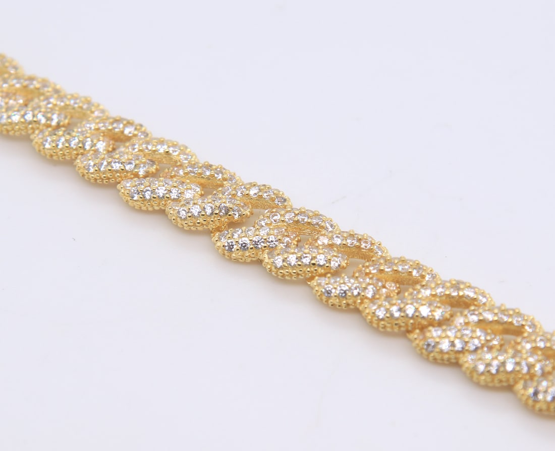 925 Sterling Silver Cubic Zirconia Curb Link Bracelet (1 of 4)