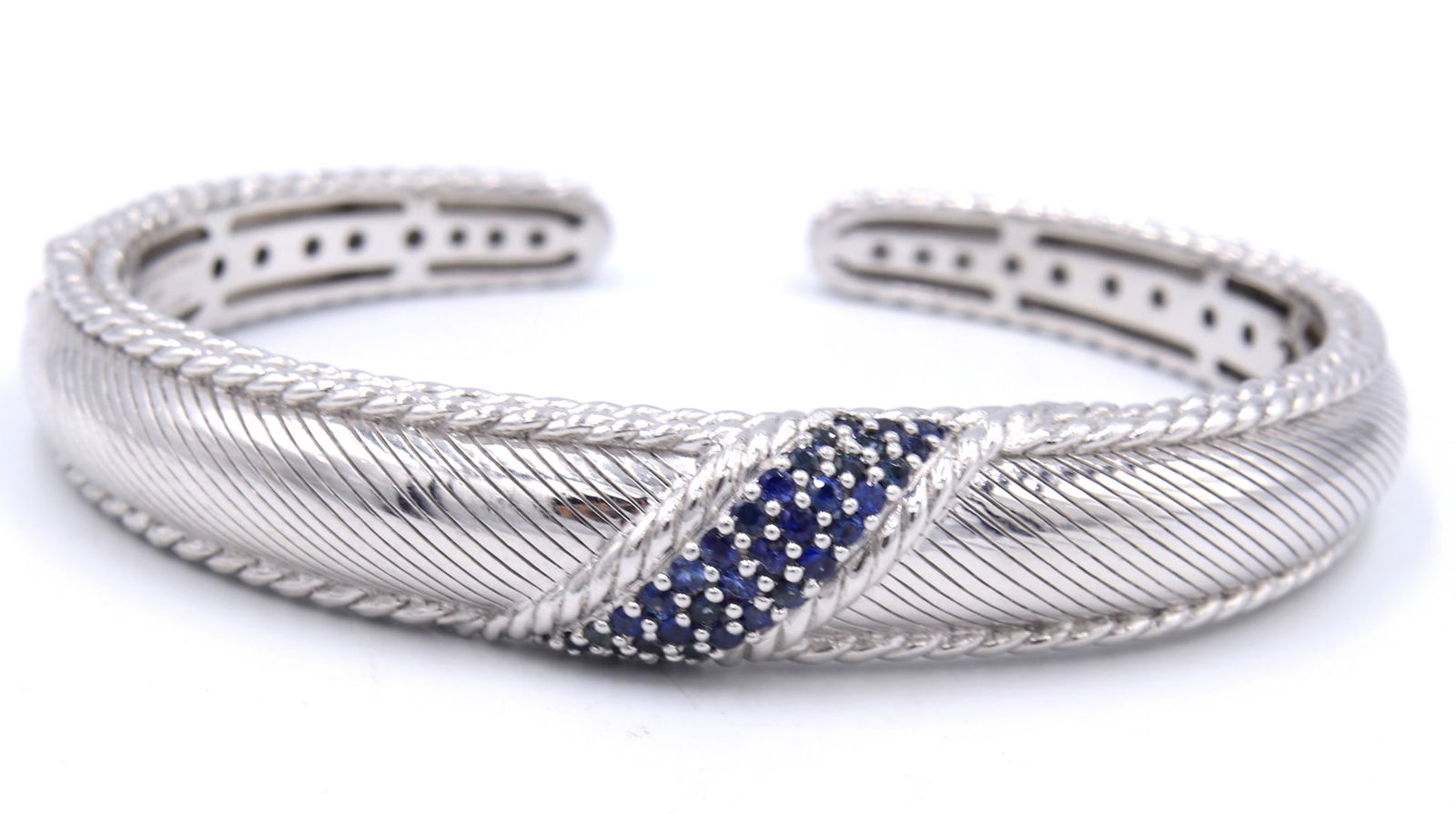 925 Sterling silver Judith Ripka sapphire Hinged bangle (1 of 7)