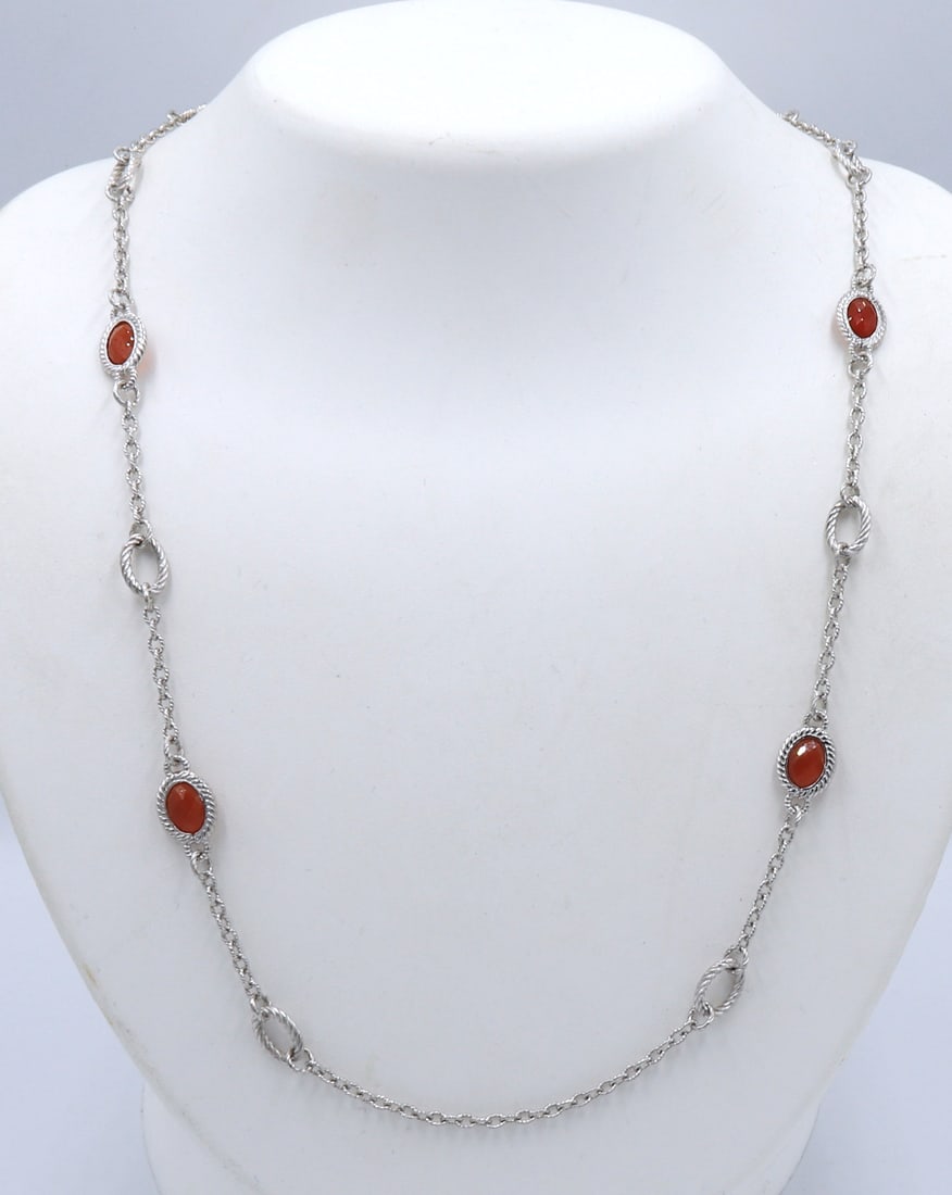 Judith Ripka 925 sterling silver Carnelian necklace (1 of 5)