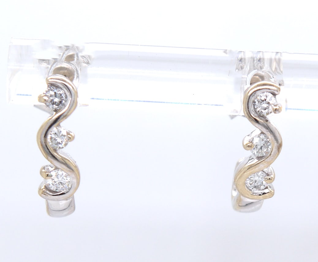 14kt White gold diamond swirl stud earrings (1 of 4)