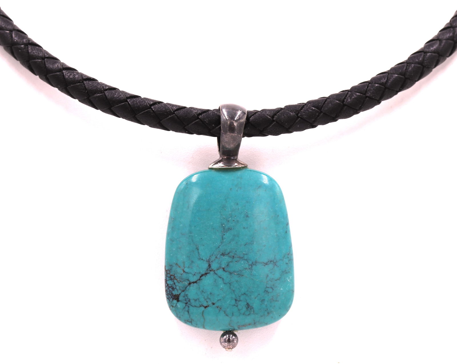 925 sterling silver turquoise pendant with black leather cord (1 of 5)