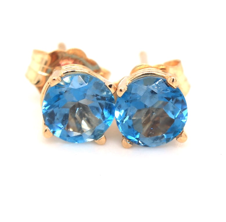 14kt Yellow gold 1.20ctw blue topaz stud earrings (1 of 3)