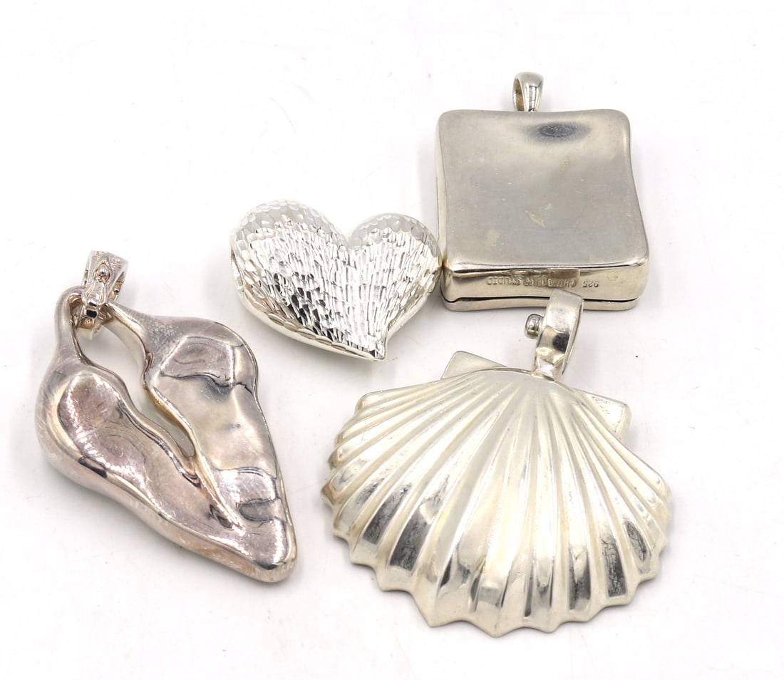 Group lot of 4 925 sterling silver signed pendants (1 of 11)