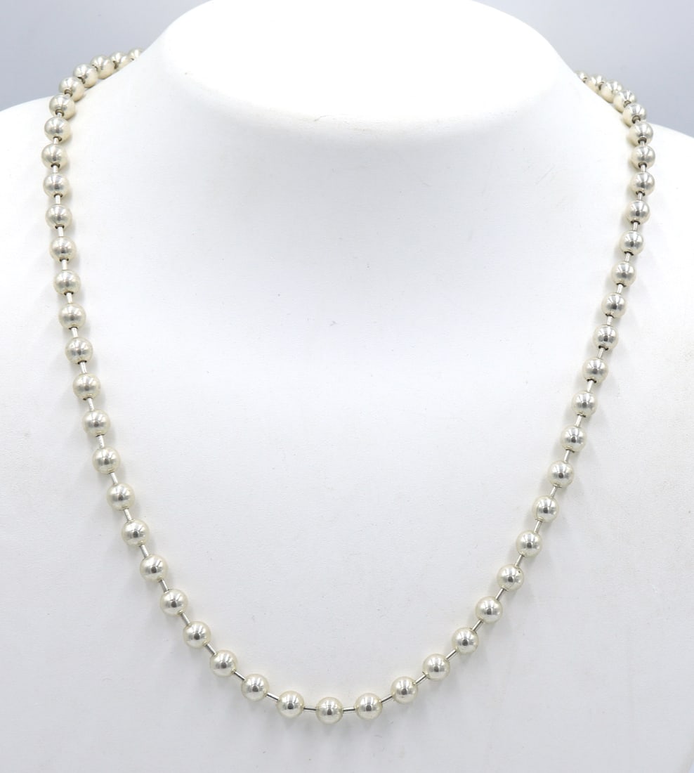 925 Sterling silver beaded chain necklace (1 of 3)