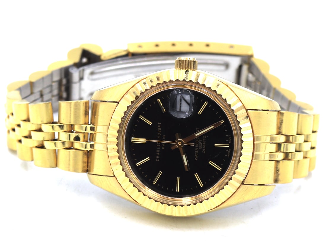 Charles Hubert Paris gold plated quartz watch (1 of 7)