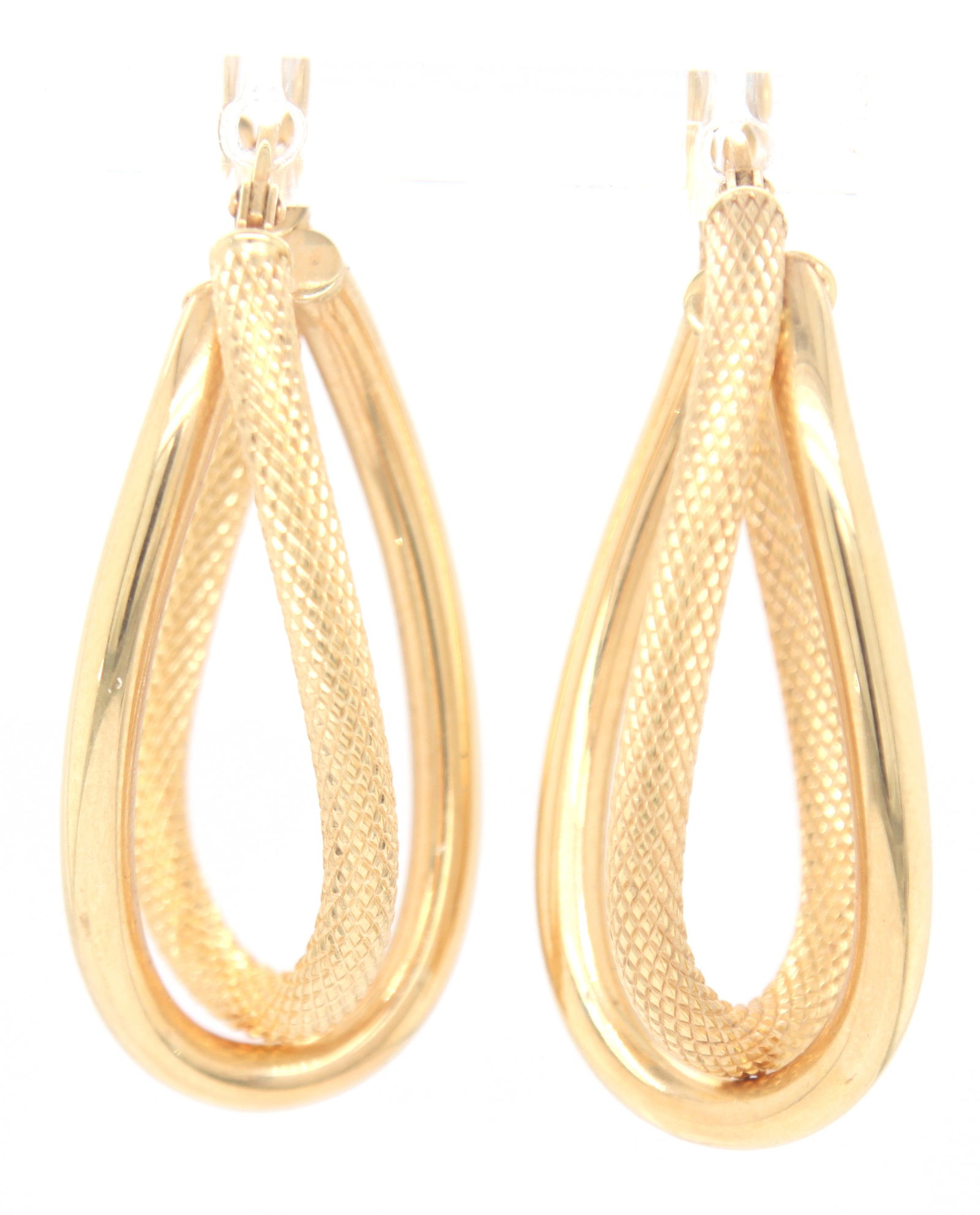 14kt Yellow gold oval 2 row earrings (1 of 4)
