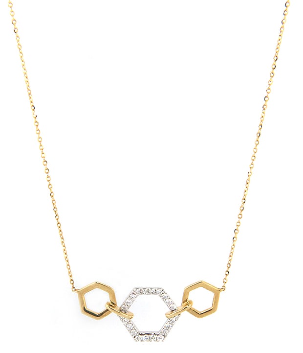 New 0.28ctw Diamond Open Triple Hexagonal Pendant Necklace in 14K (1 of 5)