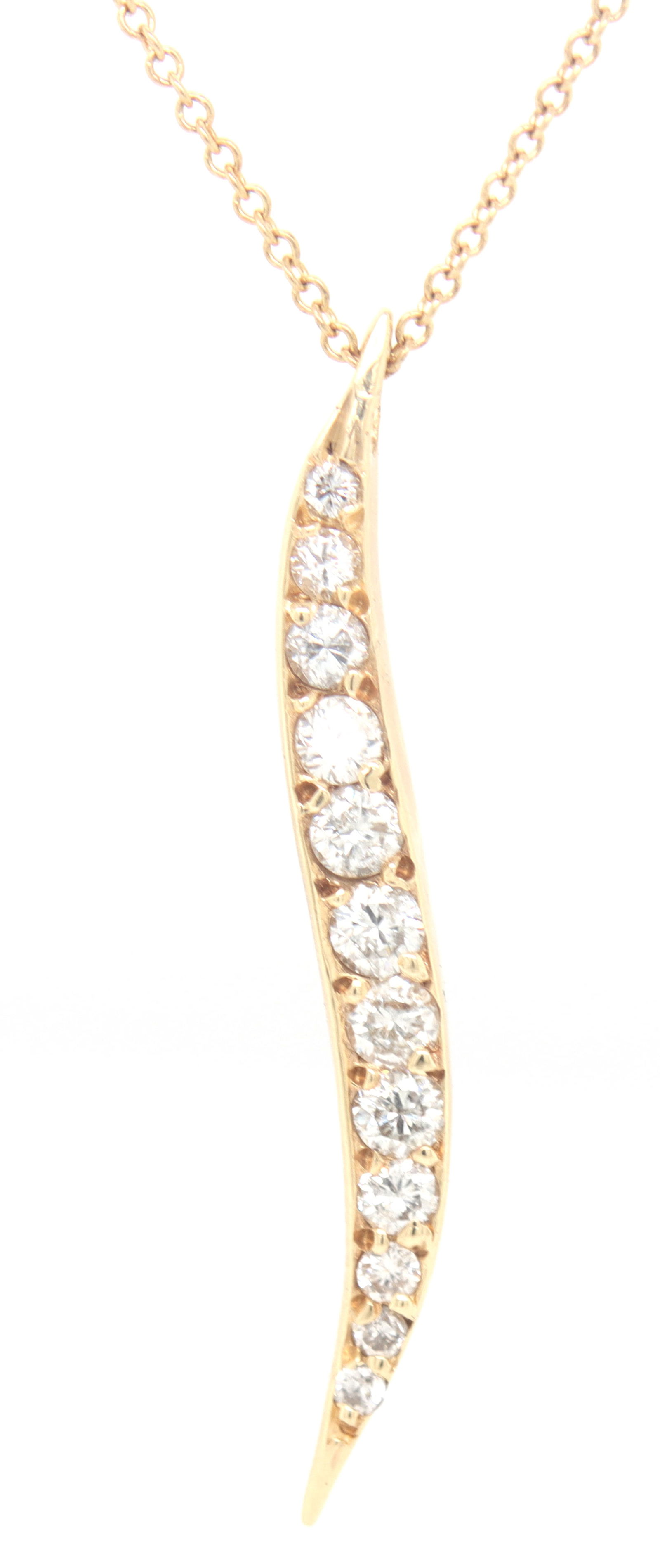 14kt Yellow gold 1/2ctw diamond leaf pendant on chain (1 of 5)